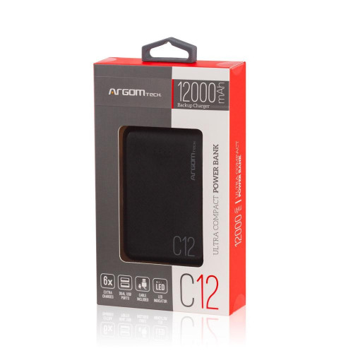 Power Bank Arg-pb-1138bk 12000 Mah Negro | Skycenter